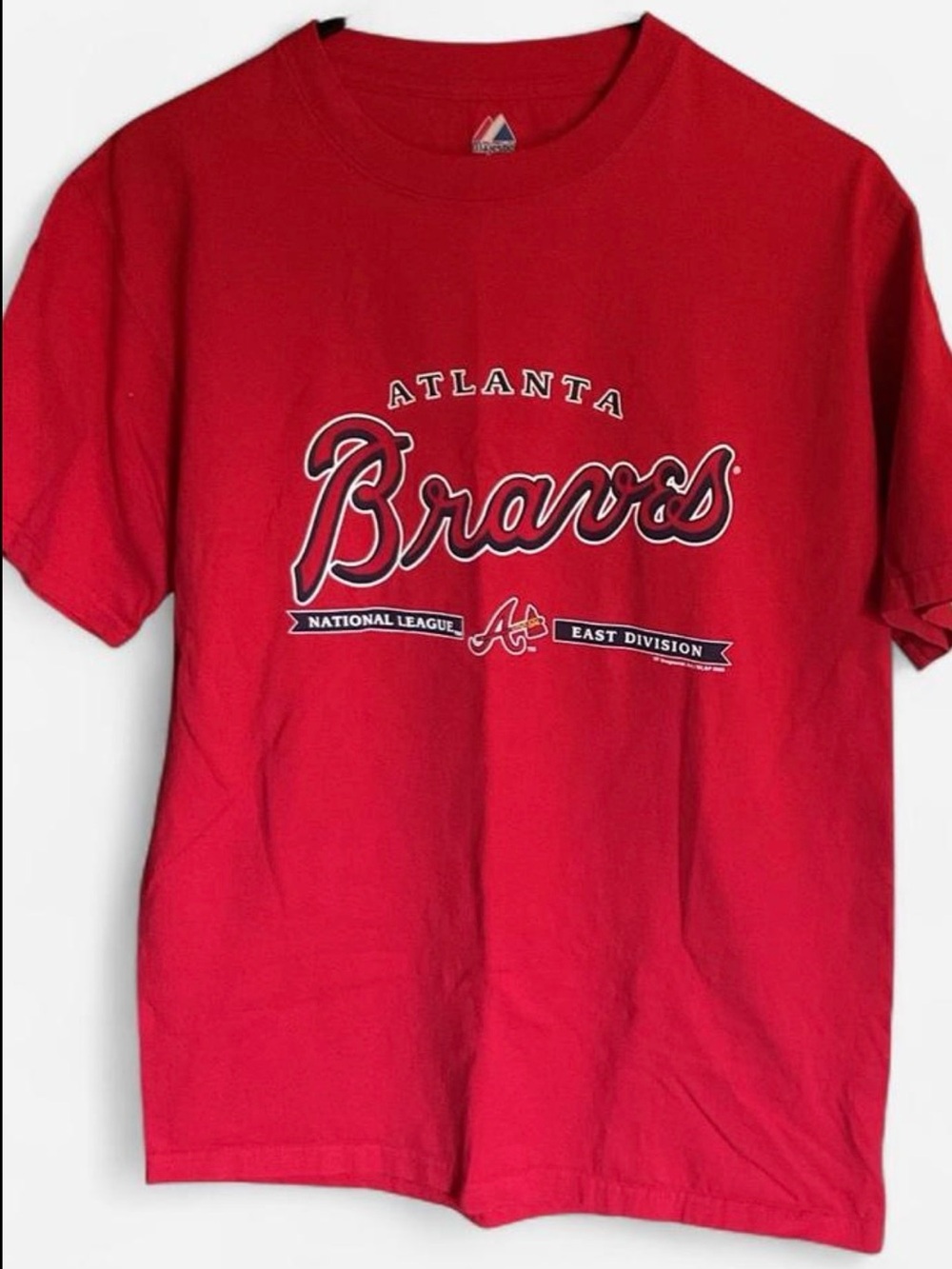 Vintage Majestic Atlanta Braves Red Spellout Graphic Tee - Size M
